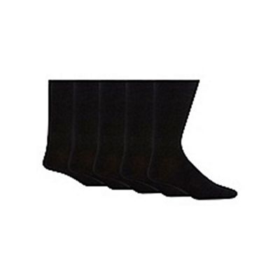 Black pack of five chunky knit socks